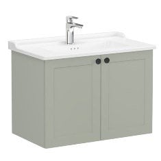 Vitra Root Classic 68728 Lavabo Dolabı, Kapaklı, 80 Cm, Mat Retro Yeşil, Klasik Lavabolu